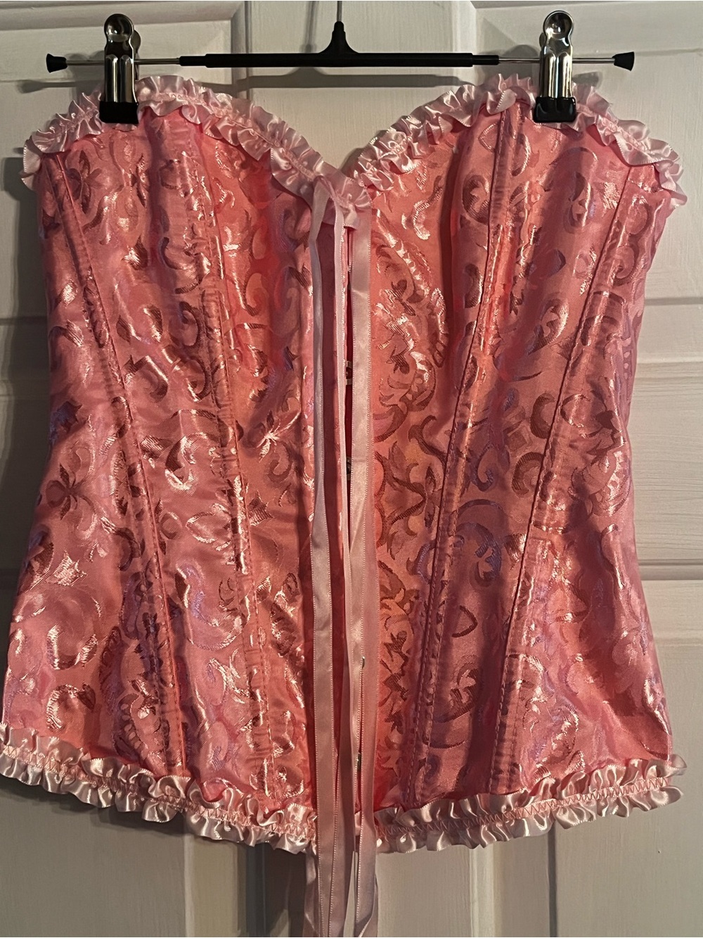 Like NEW pink bustier with tie back